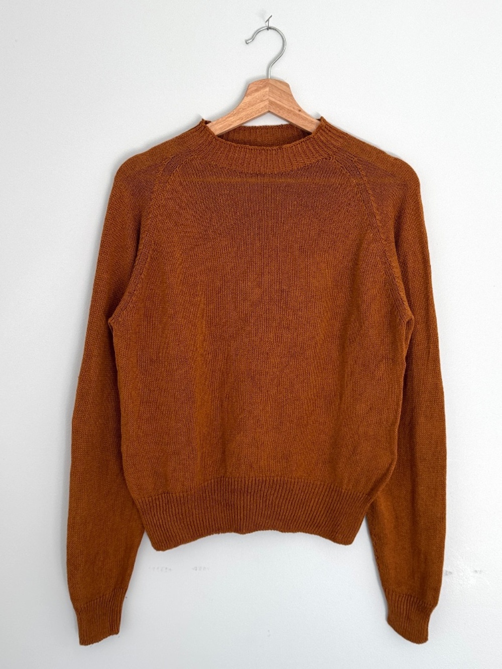 Margaret Howell Linen Cotton Mockneck Sweater in Rust